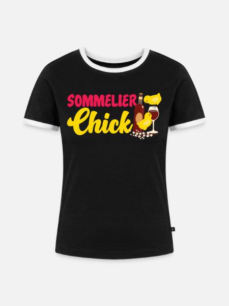 Sommelier Wine Drinking Tasting - Frauen Kontrast-T-Shirt - Schwarz/Weiß