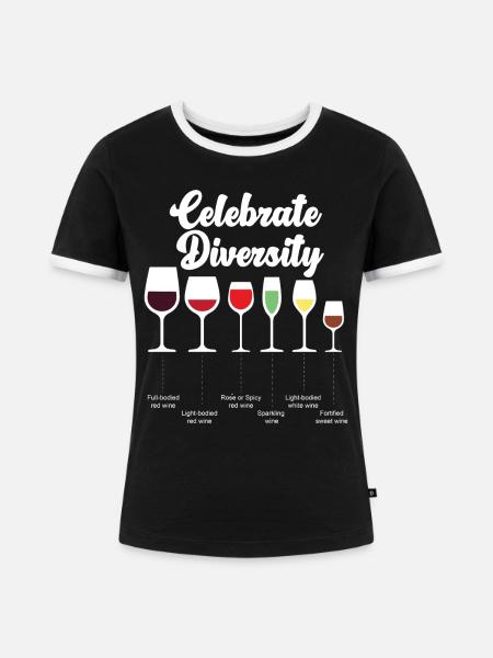 Sommelier Wine Drinking Tasting - Frauen Kontrast-T-Shirt - Schwarz/Weiß