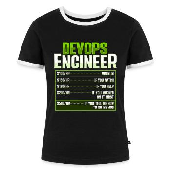 Devops Sys-Admin Entwickler - Frauen Kontrast-T-Shirt - Schwarz/Weiß - Vorne - Selfina (174cm)