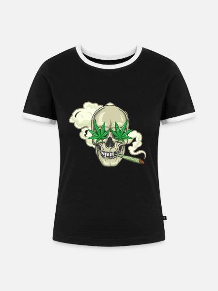 Cannabis - Frauen Kontrast-T-Shirt - Schwarz/Weiß