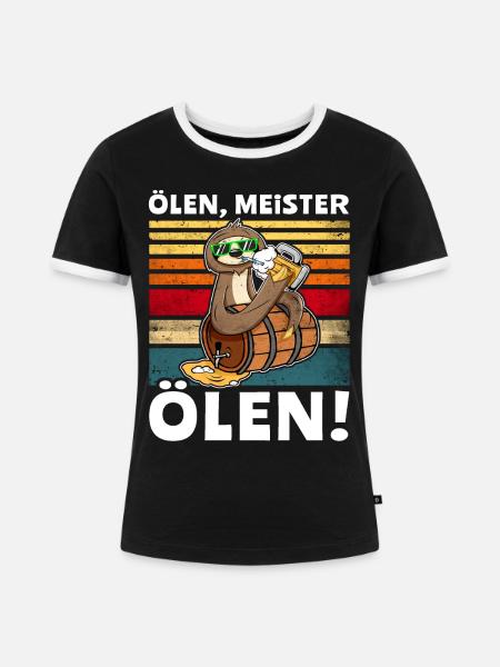 Heiraten Bier Faultier Junggesellenabschied - Frauen Kontrast-T-Shirt - Schwarz/Weiß
