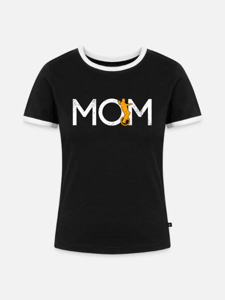 Einrad Mama - Frauen Kontrast-T-Shirt - Schwarz/Weiß