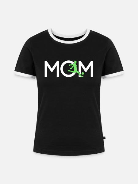 Fußball Mama - Frauen Kontrast-T-Shirt - Schwarz/Weiß