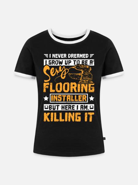 Sexy flooring installer - Frauen Kontrast-T-Shirt - Schwarz/Weiß