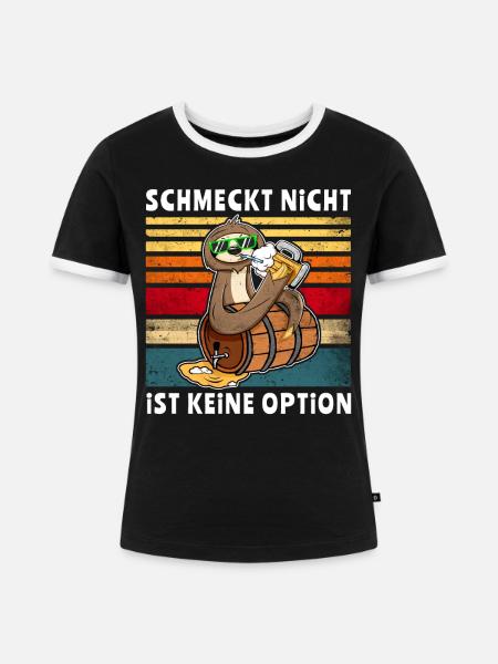 Bier Trinken Faultier Trinksprüche - Frauen Kontrast-T-Shirt - Schwarz/Weiß