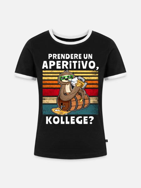Bier Trinken Faultier Trinksprüche - Frauen Kontrast-T-Shirt - Schwarz/Weiß