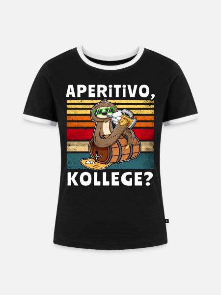 Bier Faultier Trinksprüche - Frauen Kontrast-T-Shirt - Schwarz/Weiß