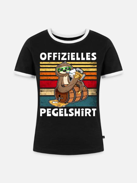 Bier Faultier Trinksprüche - Frauen Kontrast-T-Shirt - Schwarz/Weiß
