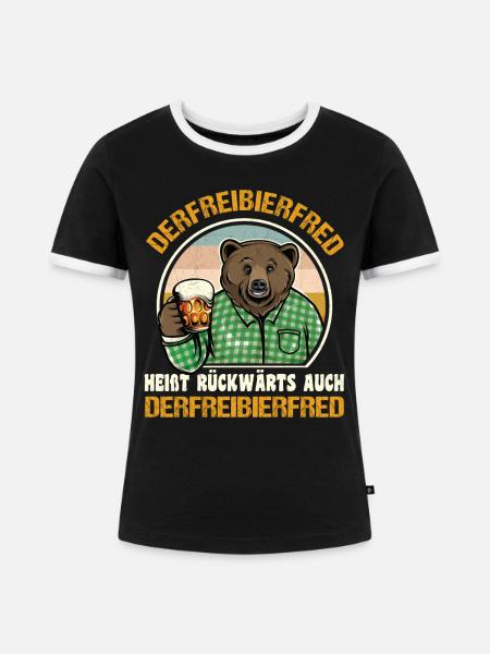 Derfreibierfred Heißt Rückwärts Auch Bier - Frauen Kontrast-T-Shirt - Schwarz/Weiß