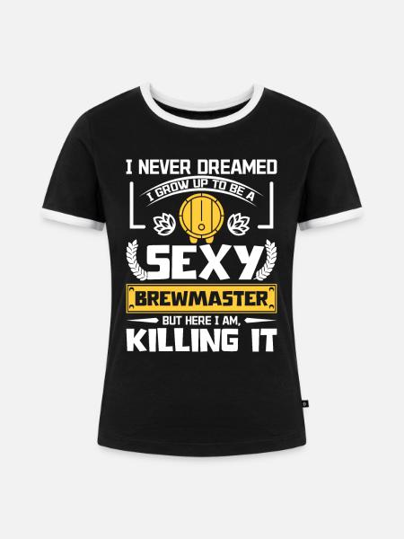 Sexy Brewmaster - Frauen Kontrast-T-Shirt - Schwarz/Weiß