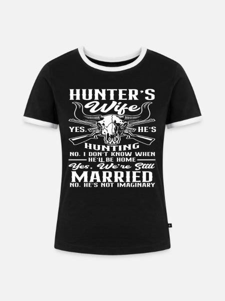 Jäger Ehefrau - Frauen Kontrast-T-Shirt - Schwarz/Weiß