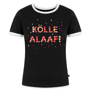 Kölle Alaaf Karneval Rosenmontag Kostümersatz Jeck - Frauen Kontrast-T-Shirt - Schwarz/Weiß - Vorne - Selfina (174cm)