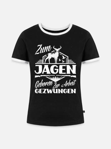 Jäger - Frauen Kontrast-T-Shirt - Schwarz/Weiß