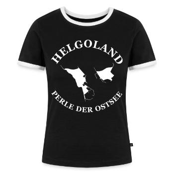 Helgoland Ostsee Sylt Deät Lun Leuchtturm - Frauen Kontrast-T-Shirt - Schwarz/Weiß - Vorne - Selfina (174cm)