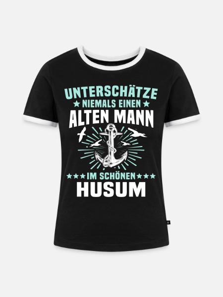 Husum Männer Husumer Mann - Frauen Kontrast-T-Shirt - Schwarz/Weiß