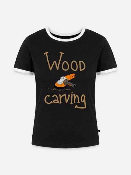 Wood Carving - Frauen Kontrast-T-Shirt - Schwarz/Weiß
