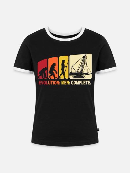 Kranführer Evolution Kranfahrer - Frauen Kontrast-T-Shirt - Schwarz/Weiß
