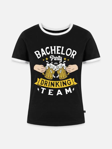 Junggesellenabschied Trinken Team Biertrinker - Frauen Kontrast-T-Shirt - Schwarz/Weiß
