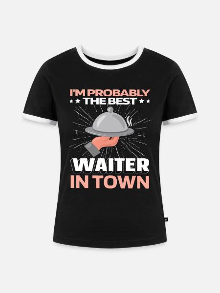 Kellner Kellnerin Witzig - Frauen Kontrast-T-Shirt - Schwarz/Weiß