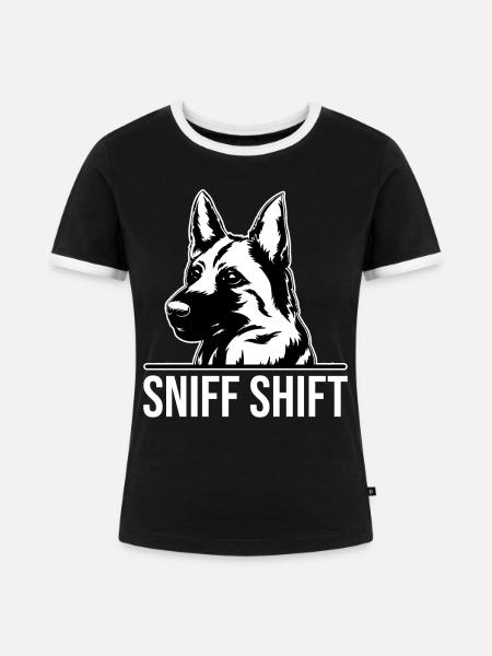 Polizeibeamter Polizeihund - Frauen Kontrast-T-Shirt - Schwarz/Weiß