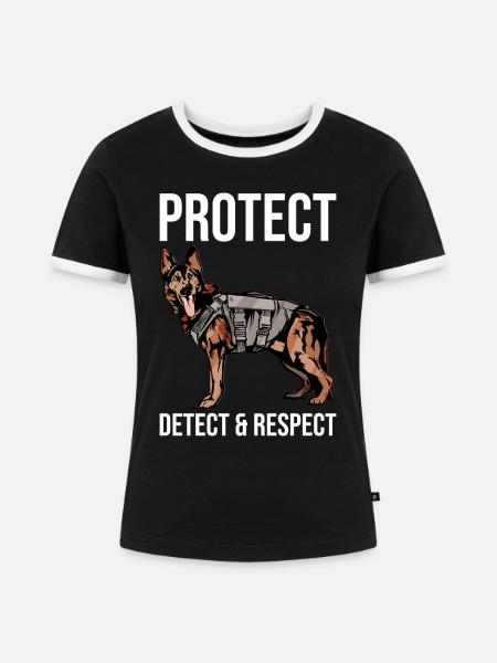 Polizeibeamter Polizeihund - Frauen Kontrast-T-Shirt - Schwarz/Weiß