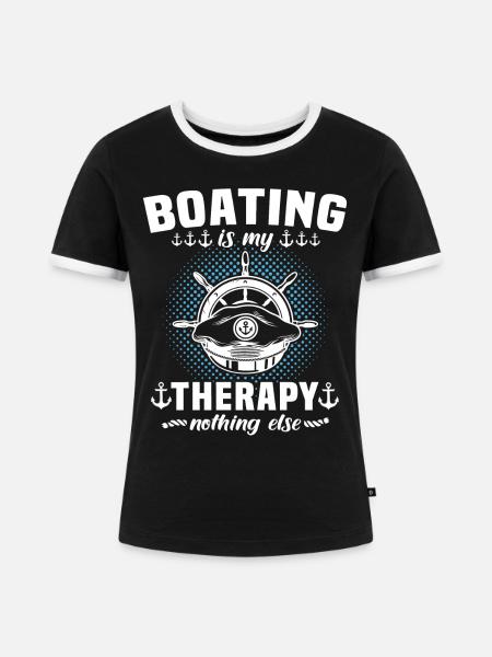 Captain Boating Therapy - Frauen Kontrast-T-Shirt - Schwarz/Weiß