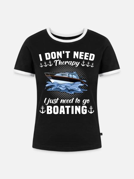 Captain Boating Therapy - Frauen Kontrast-T-Shirt - Schwarz/Weiß