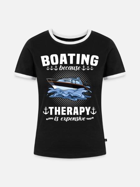 Captain Boating Therapy - Frauen Kontrast-T-Shirt - Schwarz/Weiß