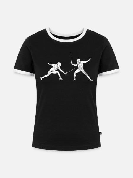Fechten Degen Fechtduell Geschenkidee - Frauen Kontrast-T-Shirt - Schwarz/Weiß