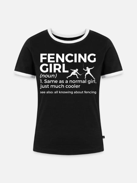 Fechten Degen Fechtduell Geschenkidee - Frauen Kontrast-T-Shirt - Schwarz/Weiß