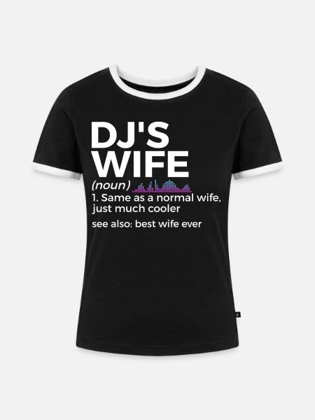 DJ Auftritt Auflegen - Frauen Kontrast-T-Shirt - Schwarz/Weiß