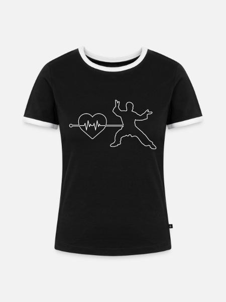 Kampfsport Herzschlag - Frauen Kontrast-T-Shirt - Schwarz/Weiß