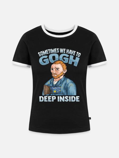 Van Gogh Kunst - Frauen Kontrast-T-Shirt - Schwarz/Weiß