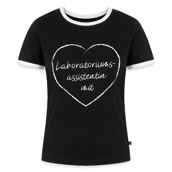 Laboratorium Assistentin Auszubildende Laborantin - Frauen Kontrast-T-Shirt - Schwarz/Weiß - Vorne - Selfina (174cm)