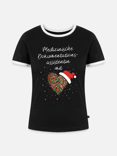 Dokumentationsassistentin mit Herz Nikolausmütze - Frauen Kontrast-T-Shirt - Schwarz/Weiß