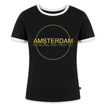 Amsterdam - Frauen Kontrast-T-Shirt - Schwarz/Weiß - Vorne - Selfina (174cm)