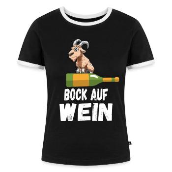 Bock auf Wein - Frauen Kontrast-T-Shirt - Schwarz/Weiß - Vorne - Selfina (174cm)