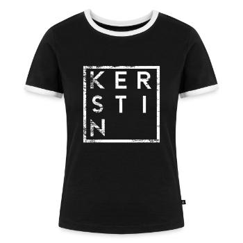 Kerstin Minimalismus - Frauen Kontrast-T-Shirt - Schwarz/Weiß - Vorne - Selfina (174cm)