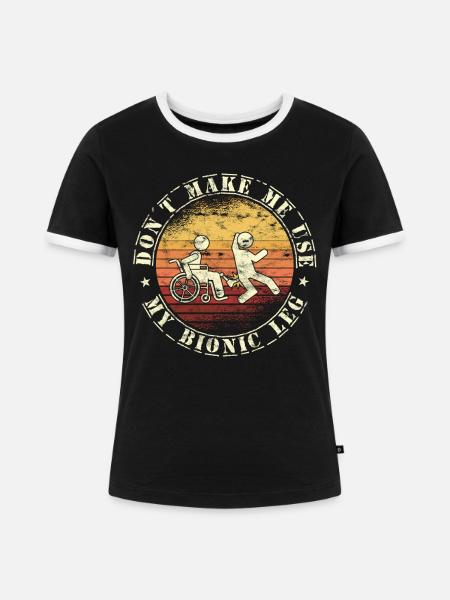 Rollstuhl Für Beinamputierte Prothesen - Frauen Kontrast-T-Shirt - Schwarz/Weiß