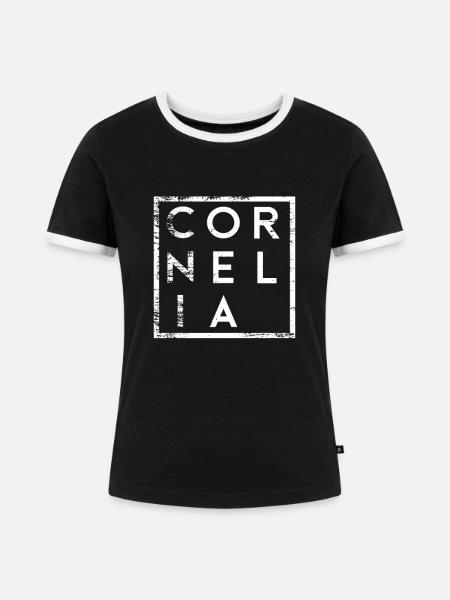 Cornelia Minimalismus - Frauen Kontrast-T-Shirt - Schwarz/Weiß