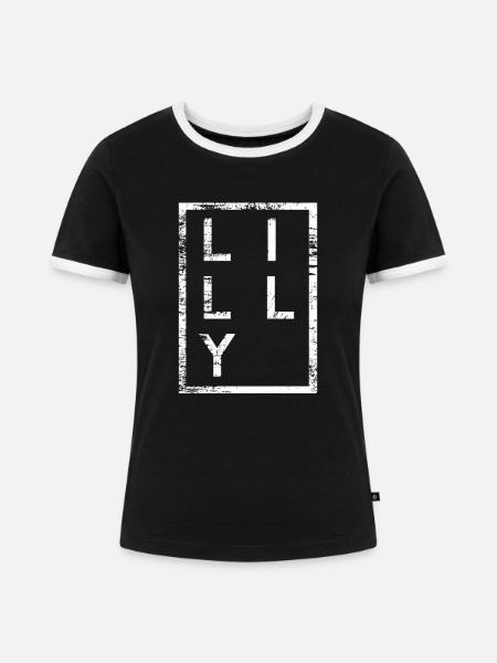 Lilly Minimalismus - Frauen Kontrast-T-Shirt - Schwarz/Weiß