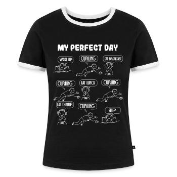 My perfect day curling - Frauen Kontrast-T-Shirt - Schwarz/Weiß - Vorne - Selfina (174cm)