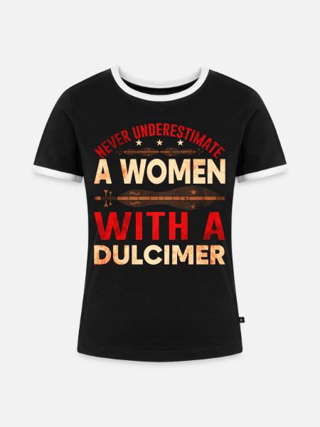 Dulcimer Instrument Frauen - Frauen Kontrast-T-Shirt - Schwarz/Weiß