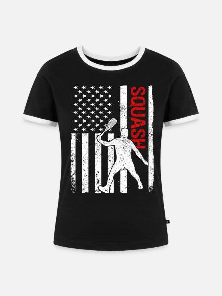 Squash Spieler - Frauen Kontrast-T-Shirt - Schwarz/Weiß