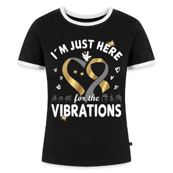 Schwerhörig Gehörlosen Gebärtensprache - Frauen Kontrast-T-Shirt - Schwarz/Weiß - Vorne - Selfina (174cm)