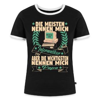 Informatiker Computer Informatik Vater Papa - Frauen Kontrast-T-Shirt - Schwarz/Weiß - Vorne - Selfina (174cm)