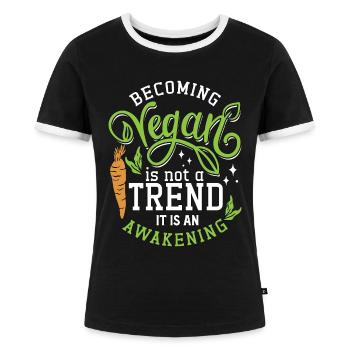 Vegan Chef Becoming Vegan Is Not A Trend Veganism - Frauen Kontrast-T-Shirt - Schwarz/Weiß - Vorne - Selfina (174cm)