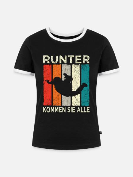 Skydive Skydiver Fallschirmspringer Fallschirm - Frauen Kontrast-T-Shirt - Schwarz/Weiß