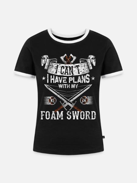 Lustiges Larp Schwertkampf Rollenspiel - Frauen Kontrast-T-Shirt - Schwarz/Weiß