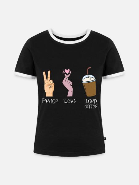 Friedensliebes-eiskaffee-liebhaber-koffein-trinker - Frauen Kontrast-T-Shirt - Schwarz/Weiß